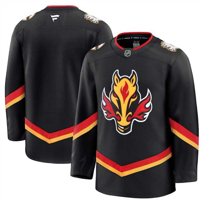 Men%27s Calgary Flames Blank Black 2024-25 Alternate Stitched Hockey Jersey Dzhi